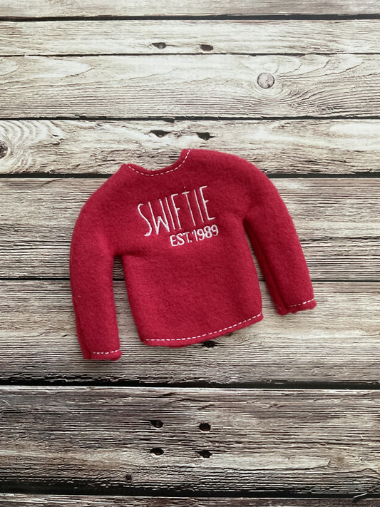 (228) Holiday Elf/Doll Sweater Red Swiftie inspired