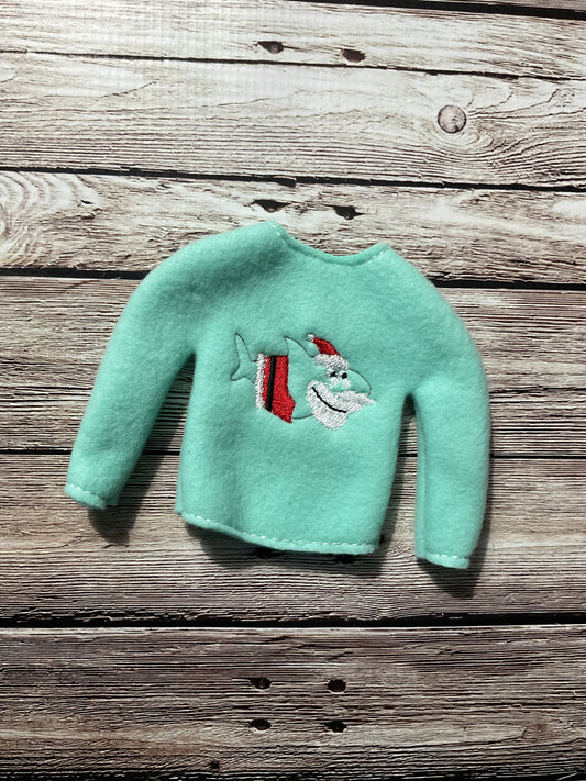 (270) Holiday Elf/Doll Sweater featuring Santa Shark