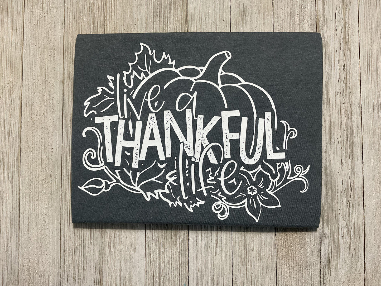 Pumpkin Patch Live a Thankful Life Graphic T - Gray