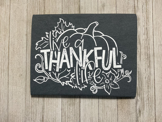 Pumpkin Patch Live a Thankful Life Graphic T - Gray