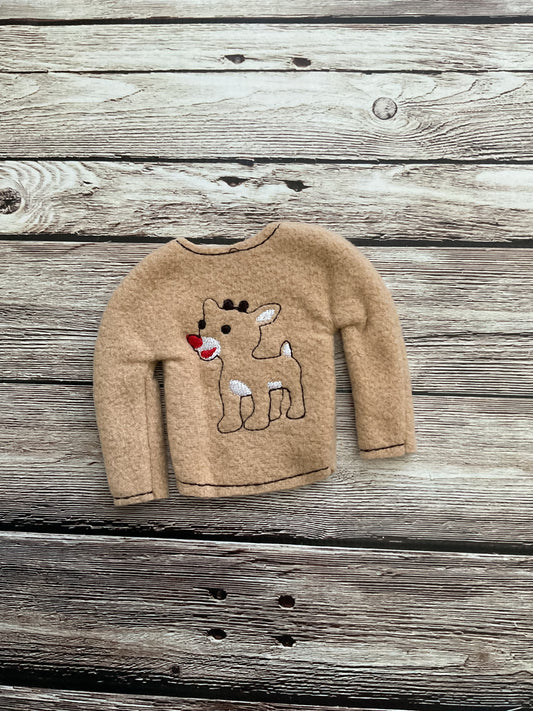 (185) Holiday Elf/Doll Sweater Boy Reindeer with Red Nose