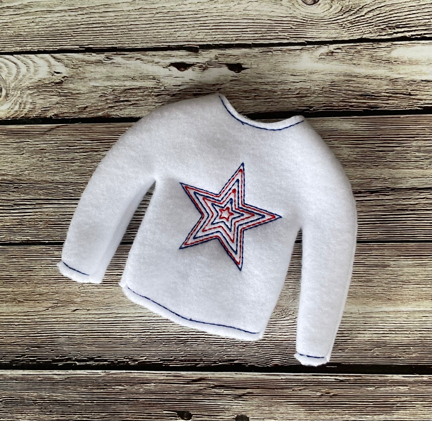 (296) Holiday Elf/Doll Sweater Patriotic Star