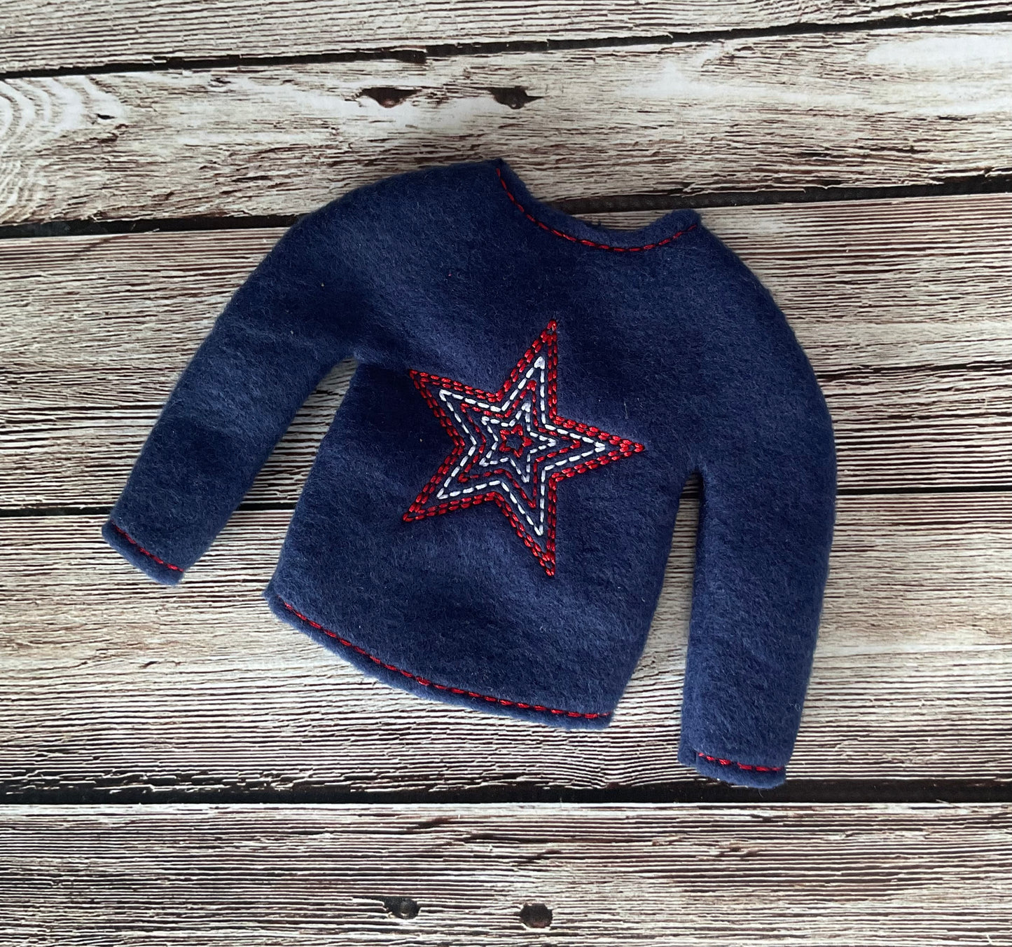 (296) Holiday Elf/Doll Sweater Patriotic Star