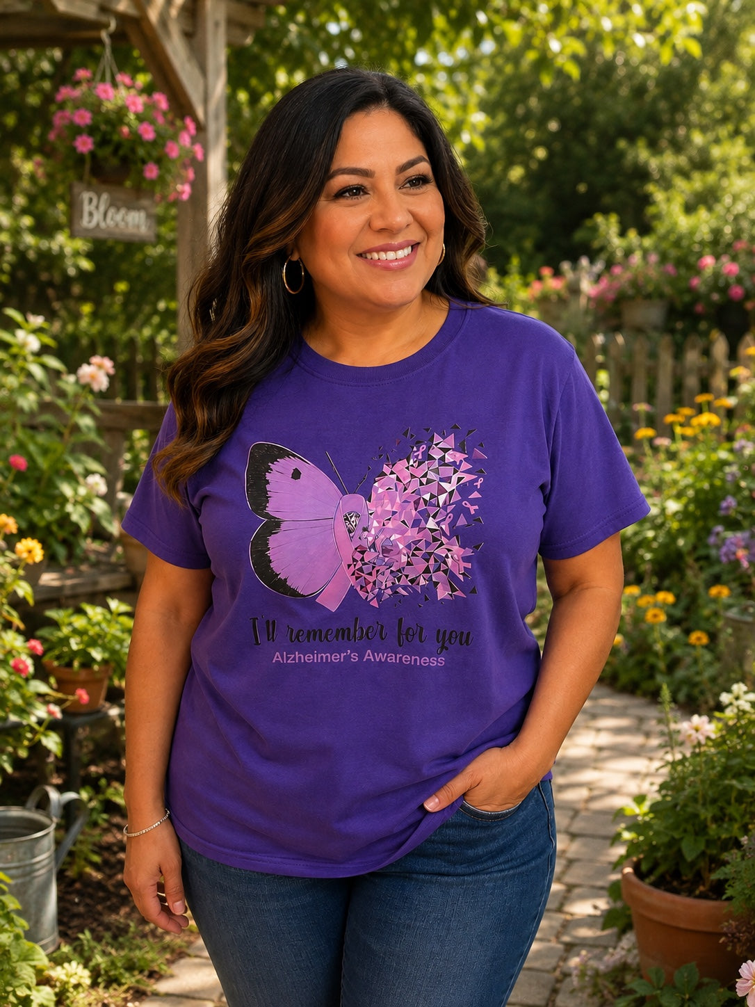 I’ll Remember for You Alzheimer’s Awareness T-Shirt | Purple Butterfly Tee