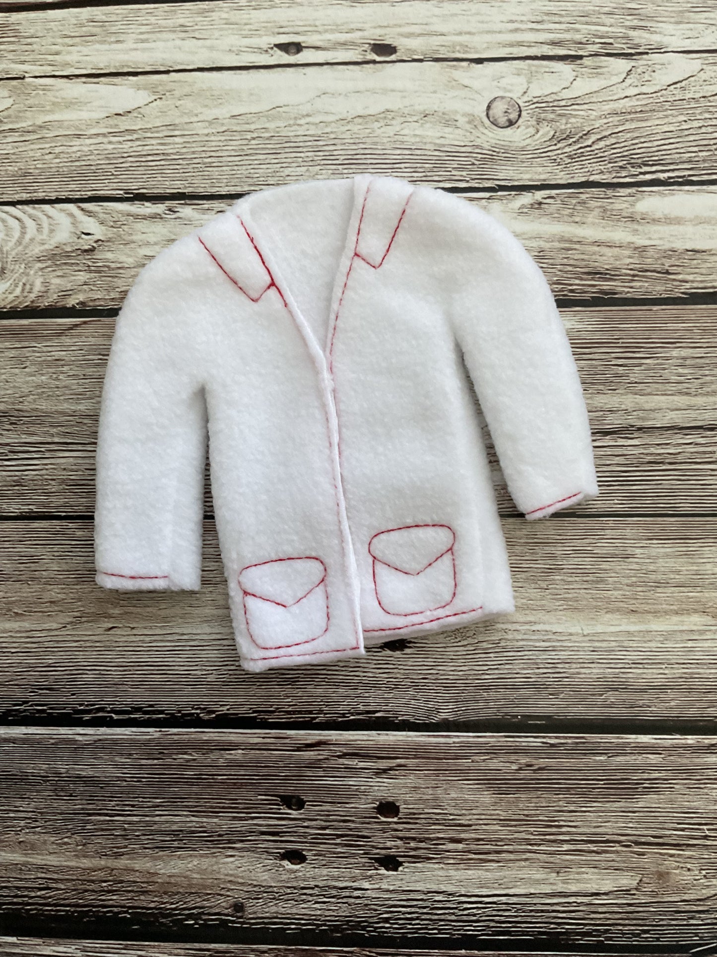 (180) Holiday Elf/Doll Sweater White Medical Coat￼