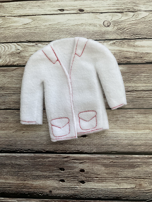 (180) Holiday Elf/Doll Sweater White Medical Coat￼