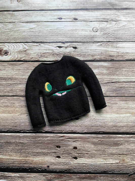 (144) Holiday Elf/Doll Sweater featuring a Dragon Black