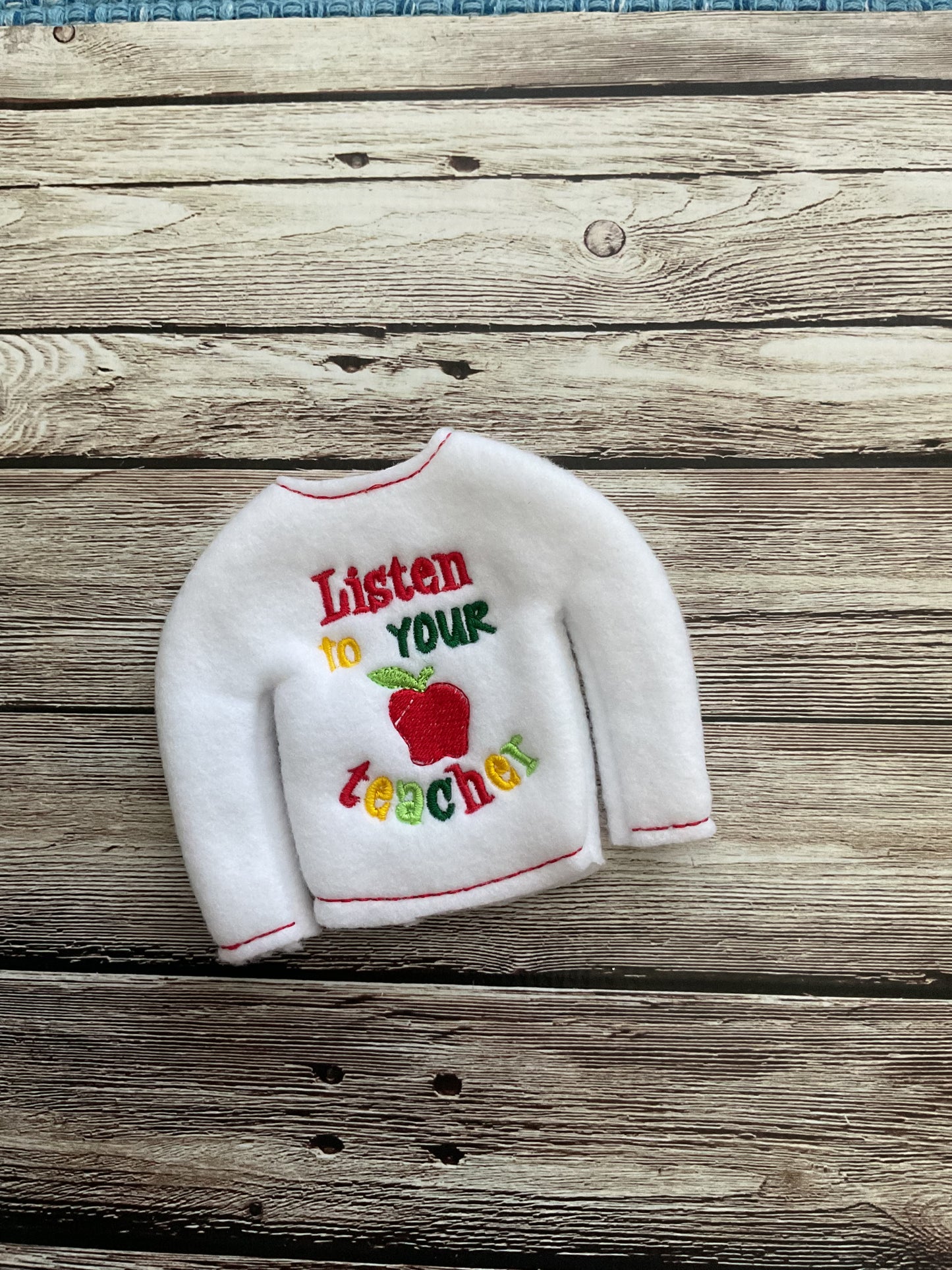 (220) Holiday Elf/Doll Sweater “ Listen to Your Teacher”