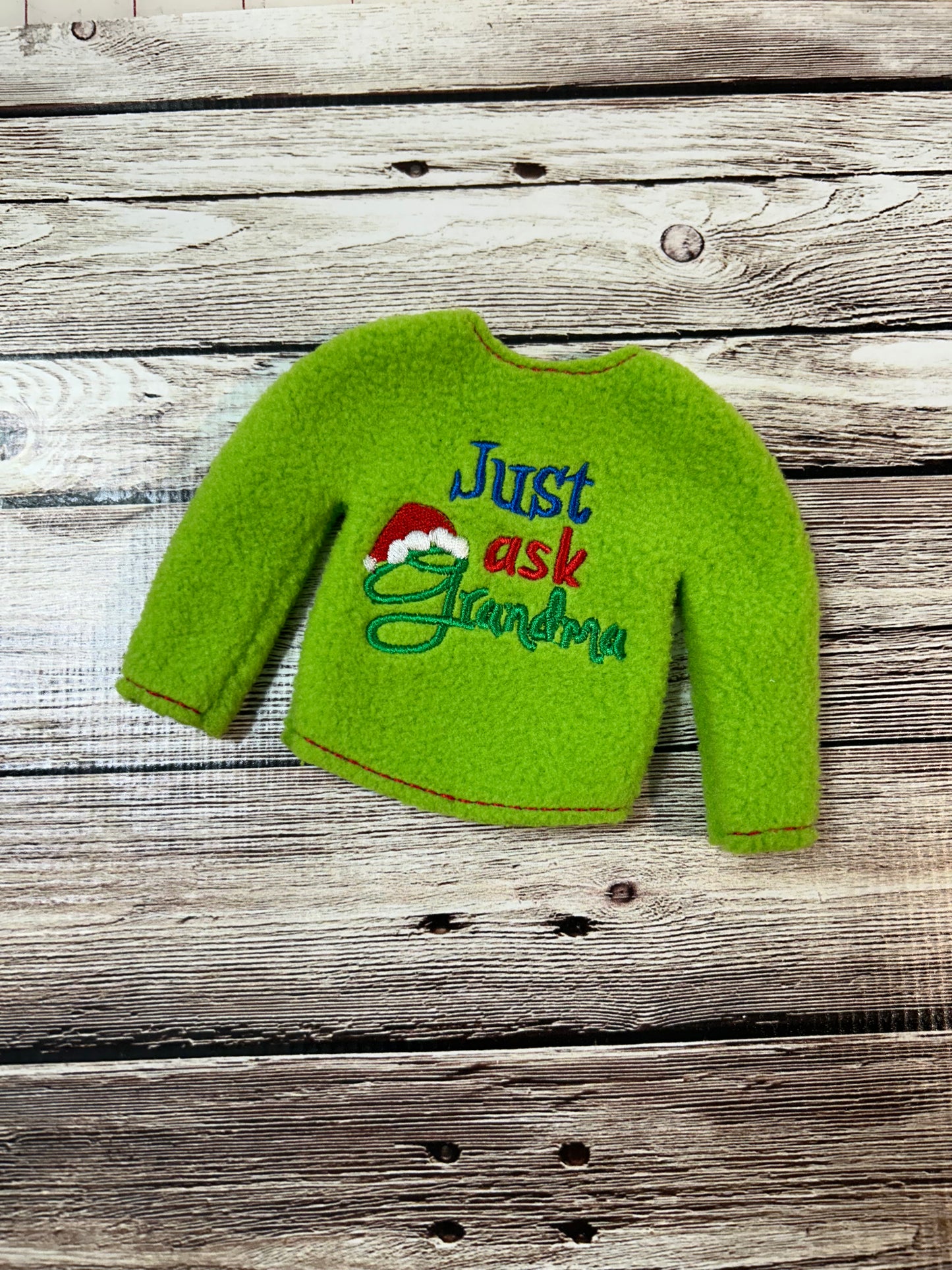 (291) Holiday Elf/Doll Sweater featuring”Just Ask Grandma”