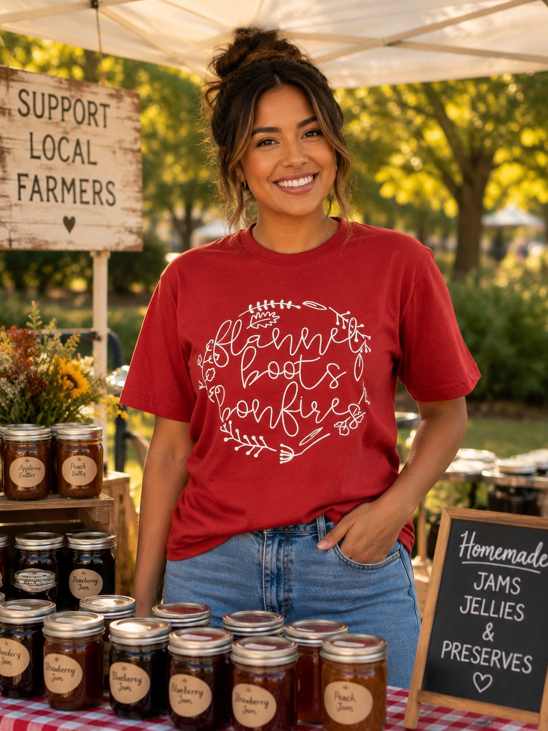 Flannel Boots & Bonfire T-Shirt | Rustic Fall Graphic Tee