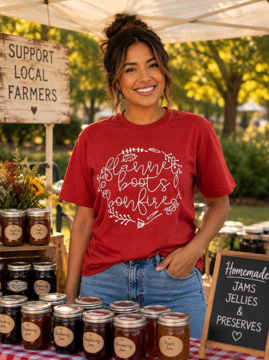 Flannel Boots & Bonfire T-Shirt | Rustic Fall Graphic Tee