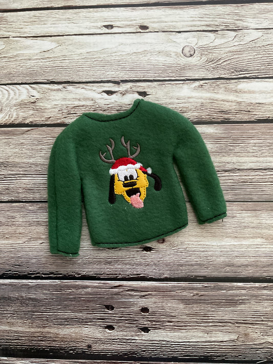 (201) Holiday Elf/Doll Sweater Orange Dog Reindeer
