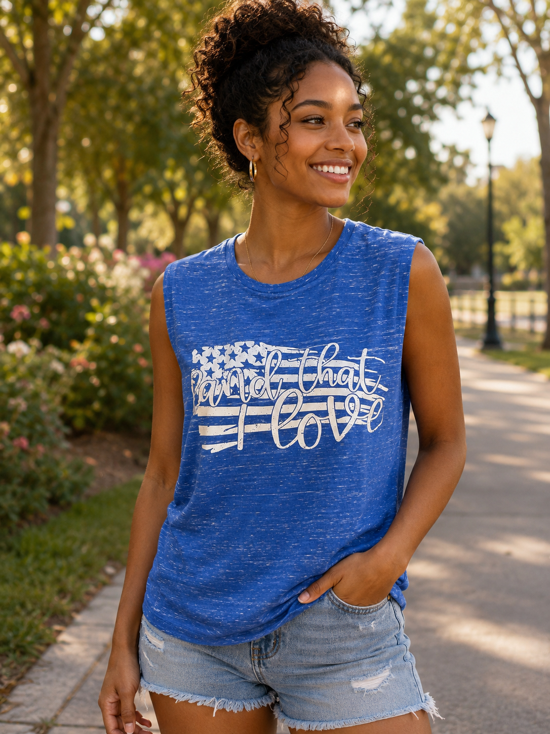 Sweet Land of Liberty Graphic T-Shirt | Blue Patriotic USA Tee