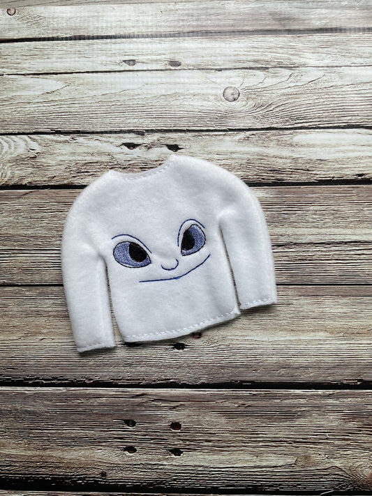 (145) Holiday Elf/Doll Sweater featuring a Dragon White