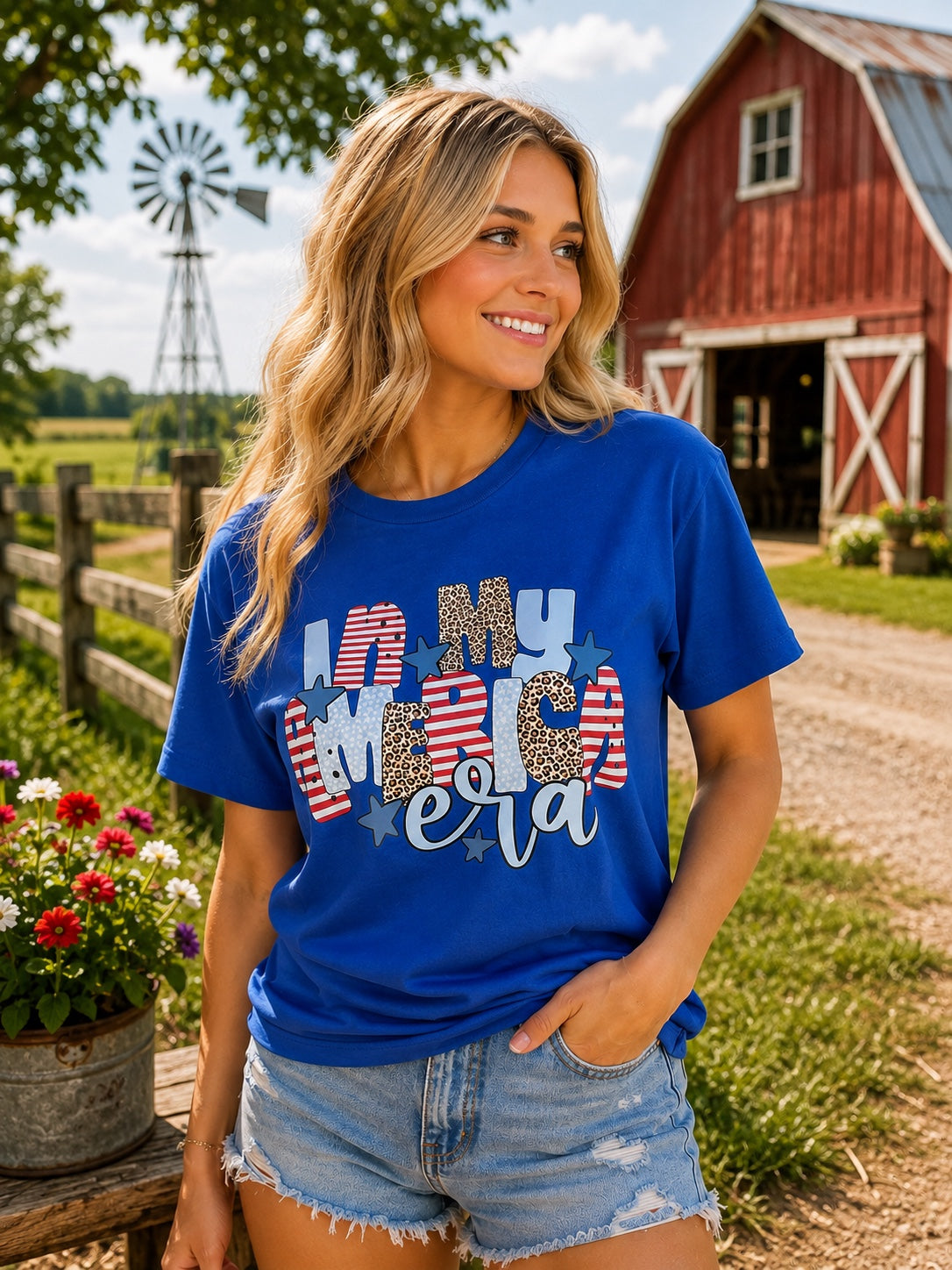 In My America Era Patriotic T-Shirt | Blue Stars & Stripes Graphic Tee