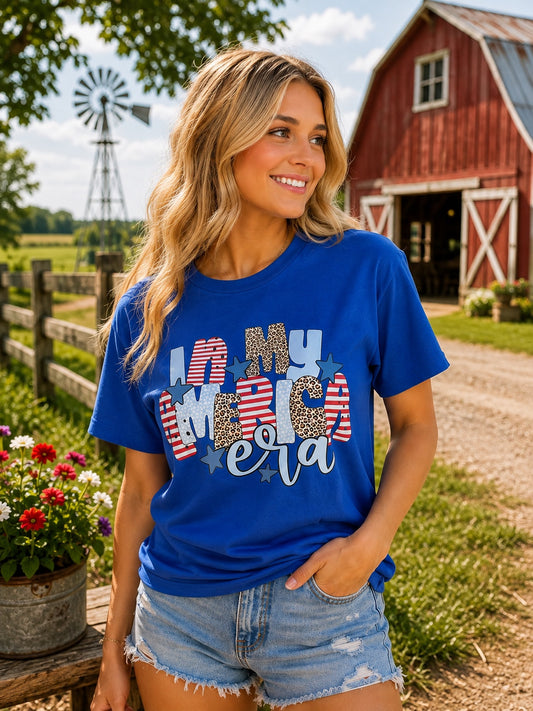 In My America Era Patriotic T-Shirt | Blue Stars & Stripes Graphic Tee
