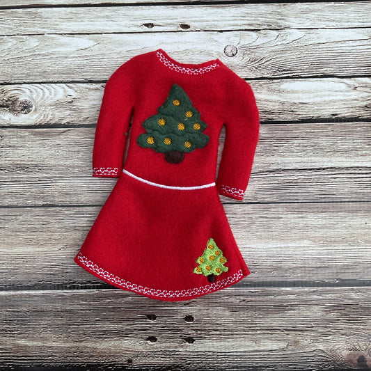 (297) Holiday Elf/Doll Sweater Christmas Tree Dress